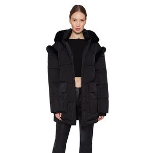 Danielle Guizio Black Padded Long Puffer Jacket